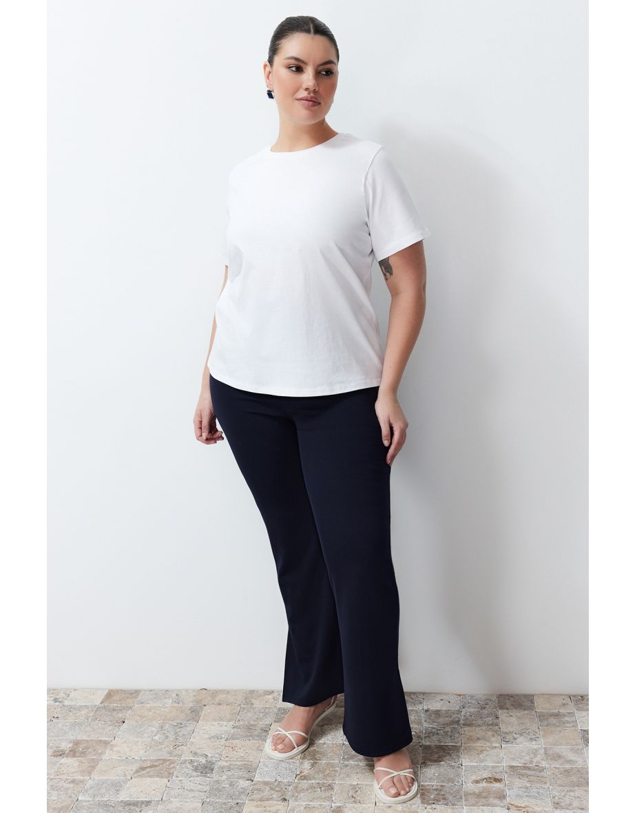 White 100% Cotton Premium Crew Neck Knitted T-Shirt
