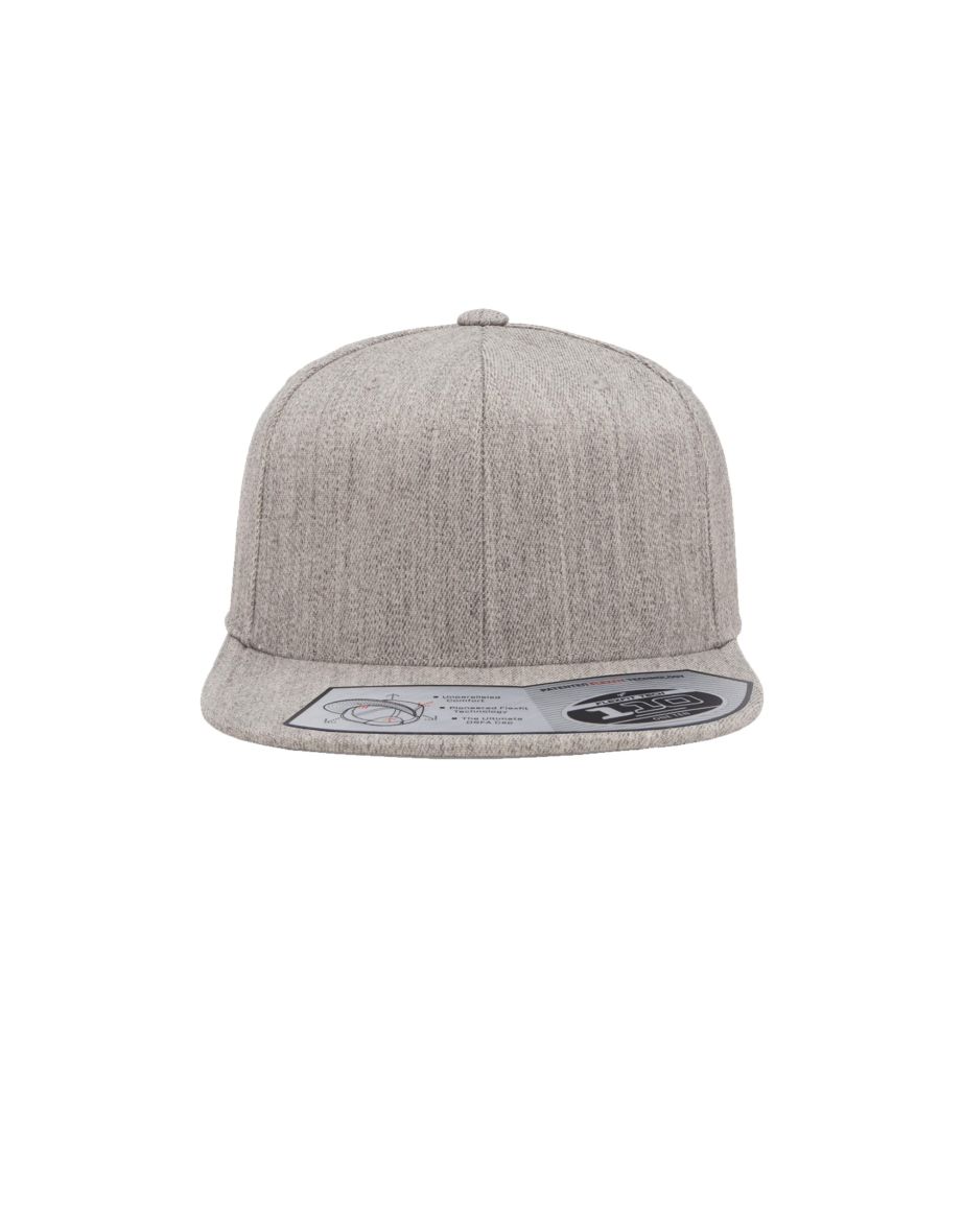 Yupoong Flexfit Unisex 110 Plain Fitted Snapback Cap - Heather Grey - 2