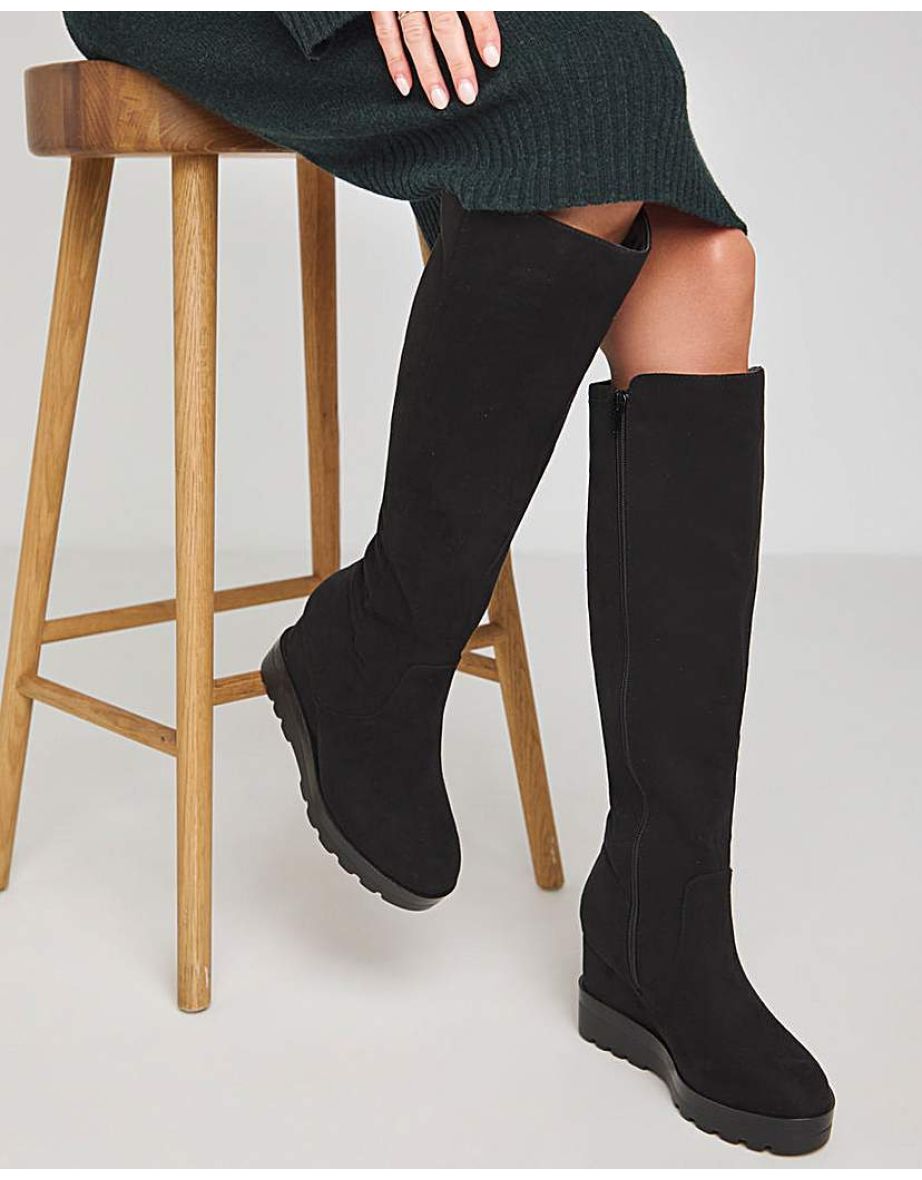Stretch Wedge Knee Boots Ex Wide SC