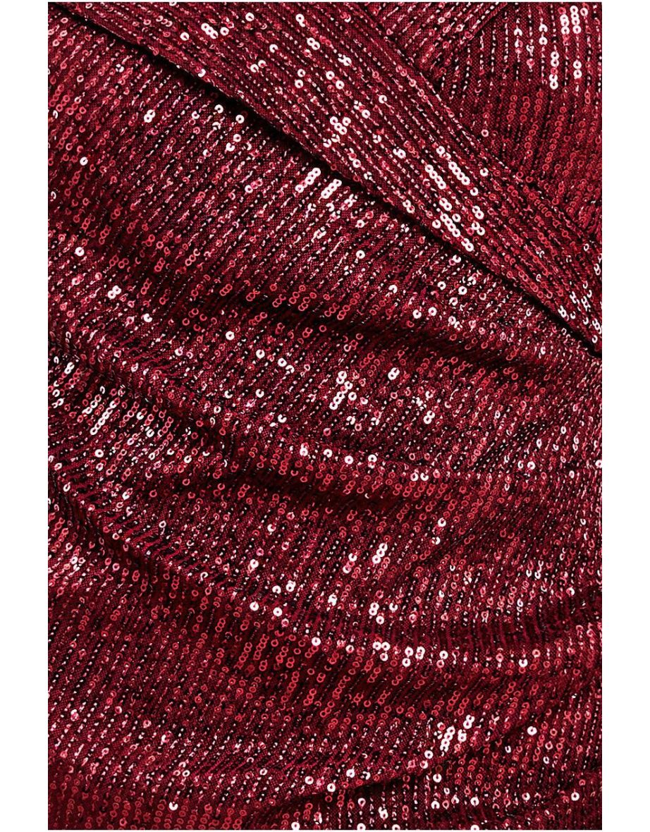 Goddiva Bardot Sequin Pleated Maxi Dress - 3
