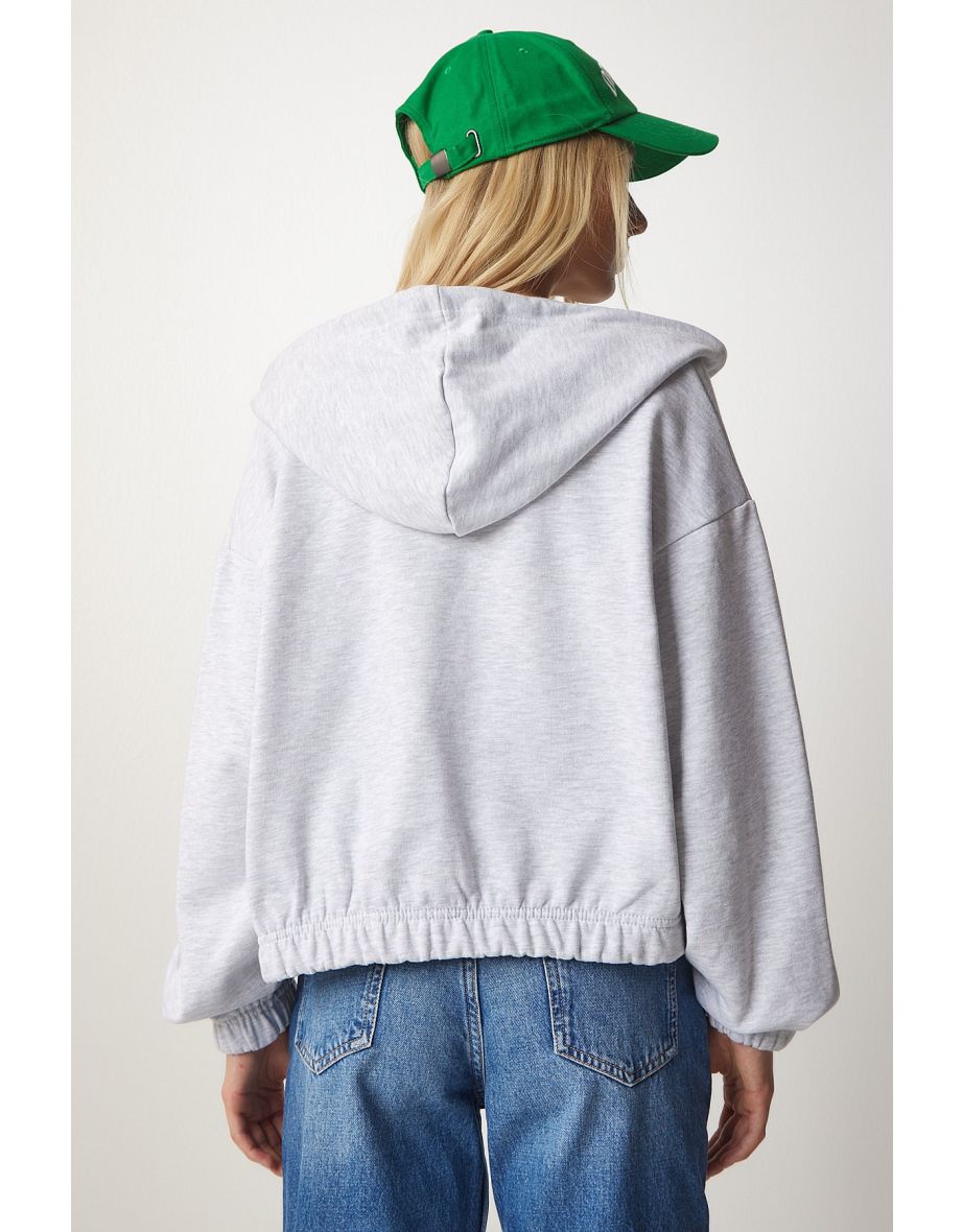 Happiness İStanbul Grey Zipped Hoodie - 5