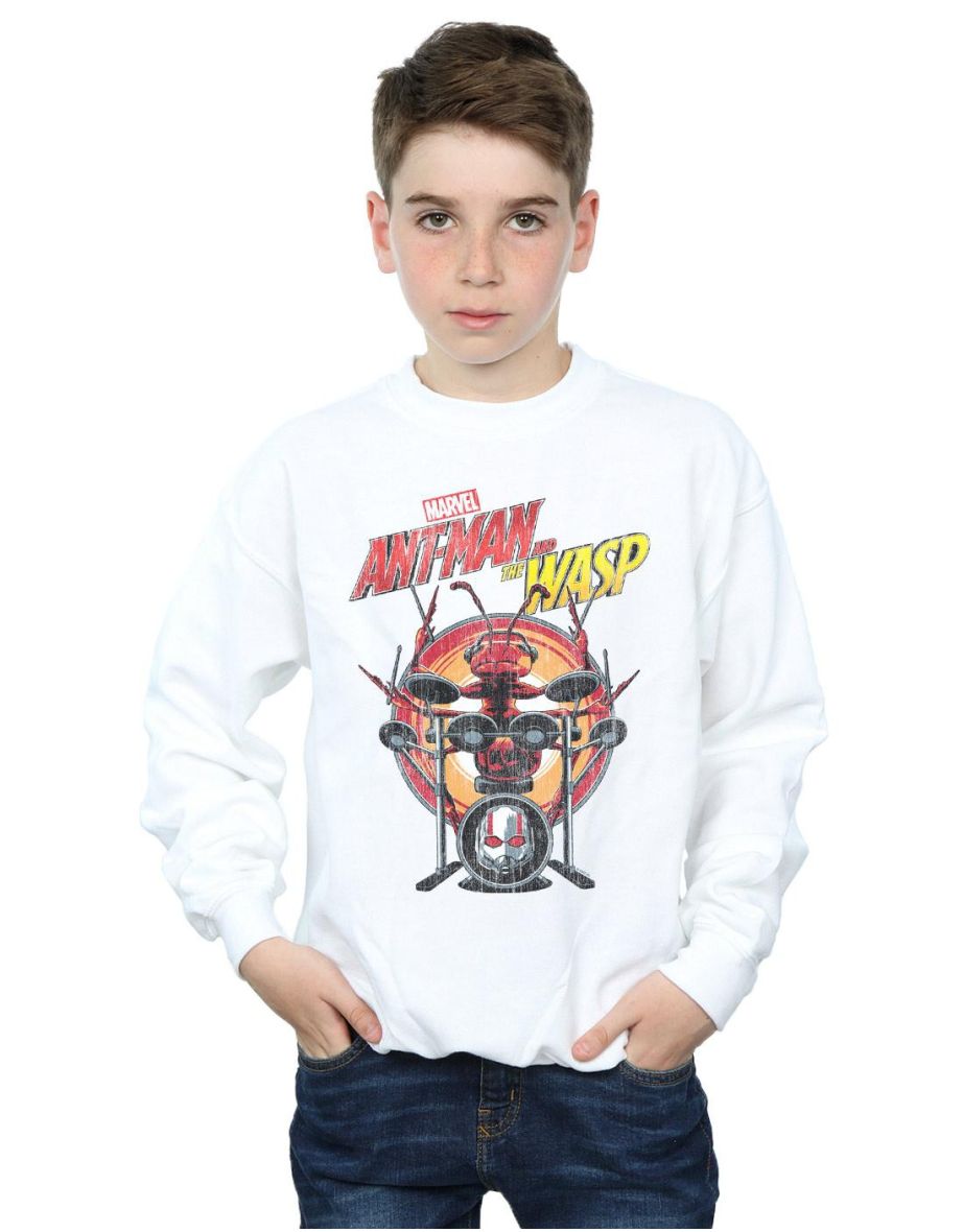 Marvel Boys Ant-Man And The Wasp Drummer Ant Sweatshirt - White