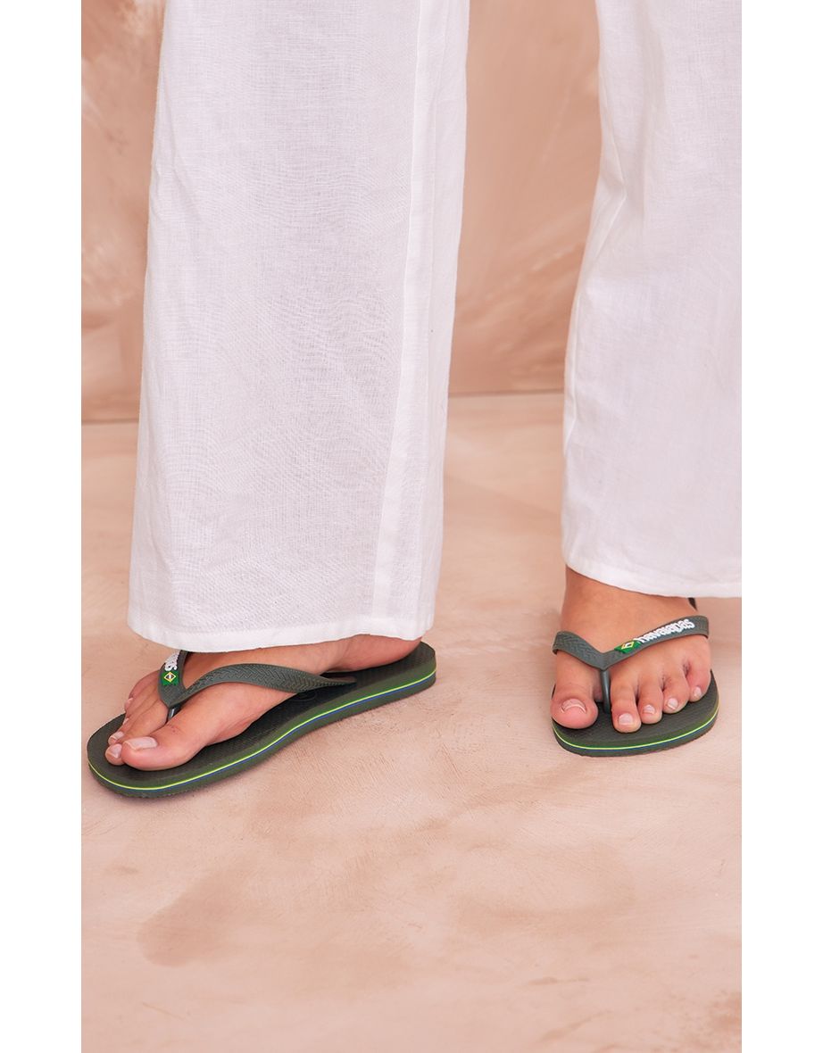 Green Havaianas Brasil Logo Top Classic Flip Flops - 3