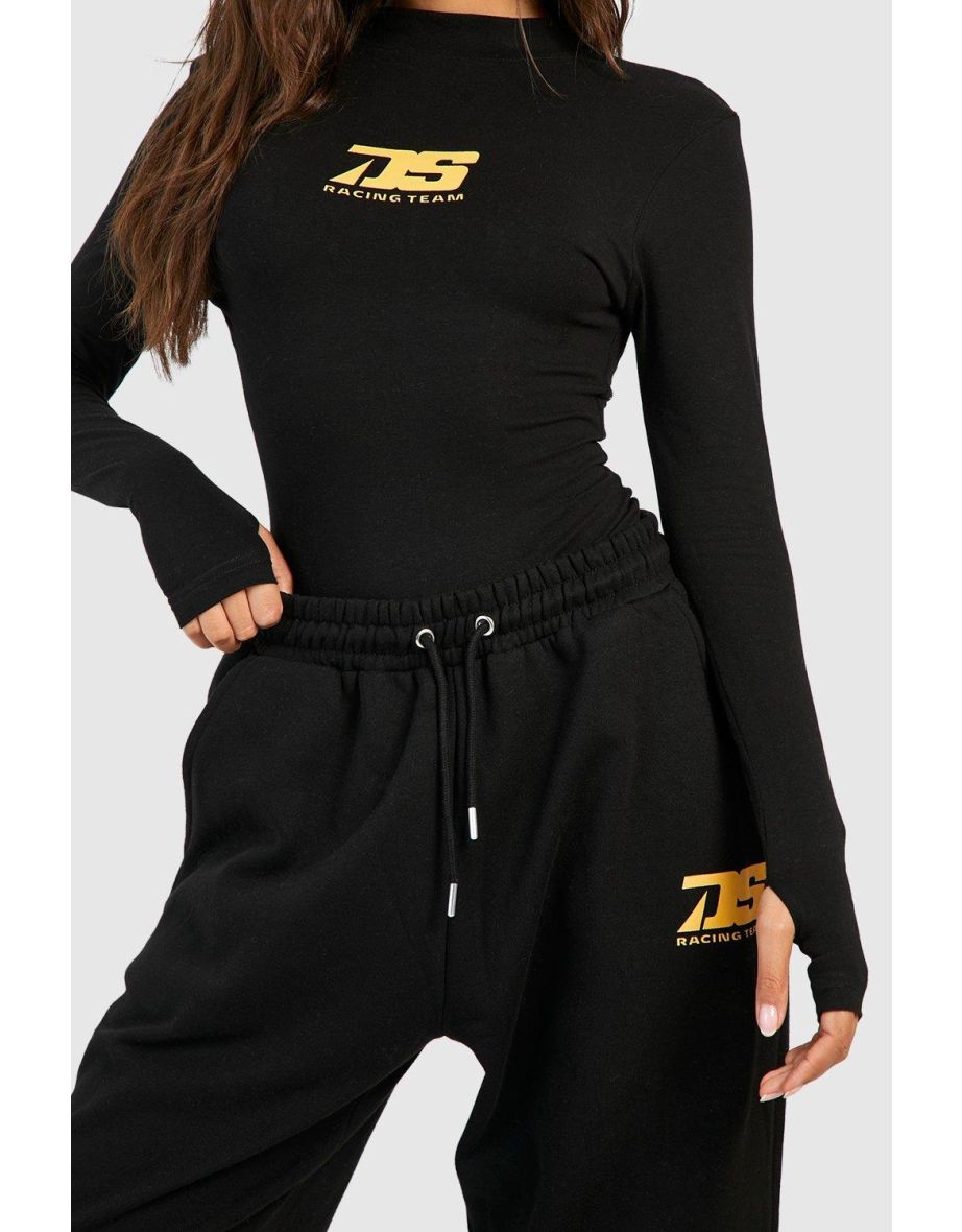 Motocross Ds Slogan Bodysuit And Jogger Set - black - 3