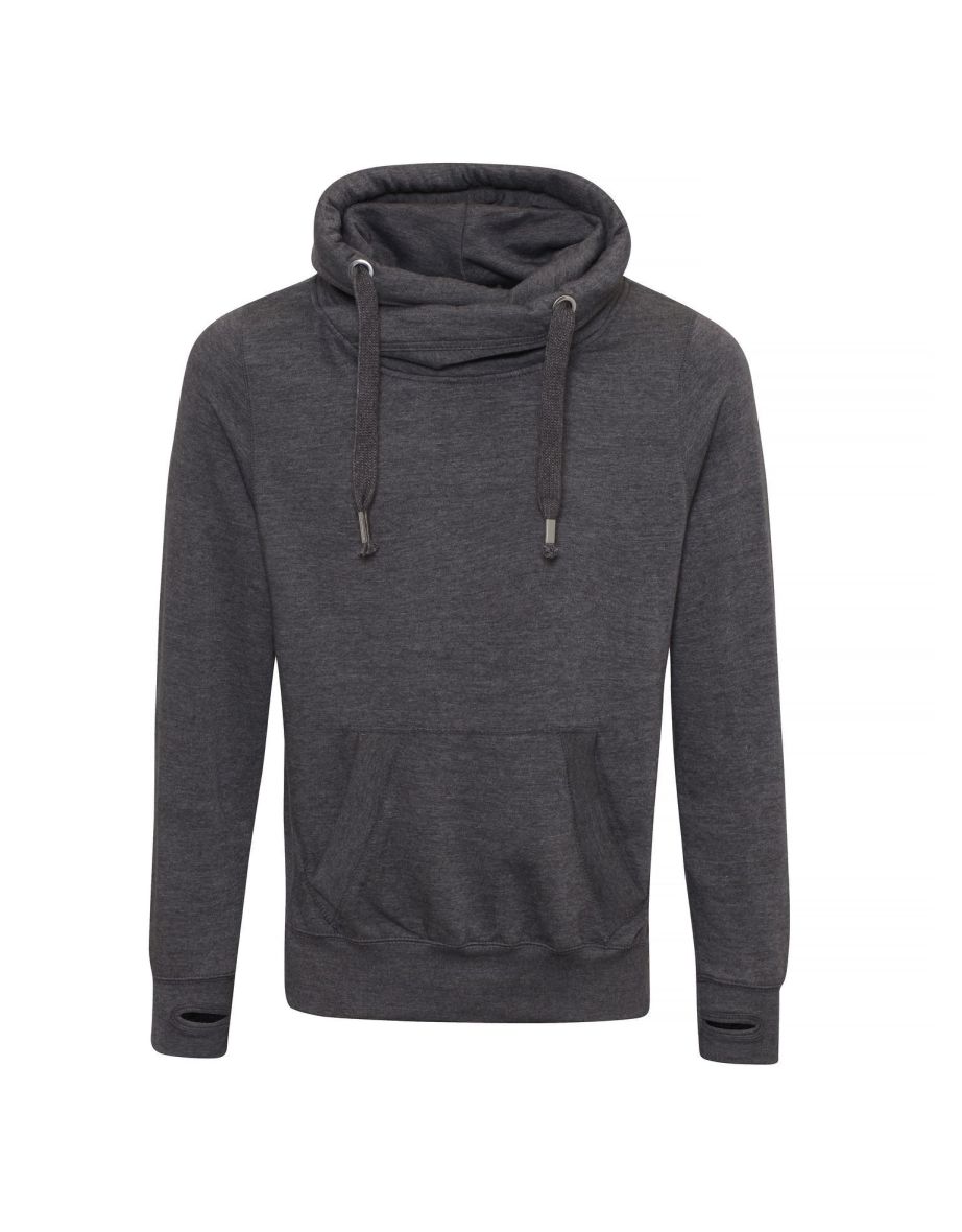 AWDis Hoods Mens Cross Neck Hoodie - Charcoal