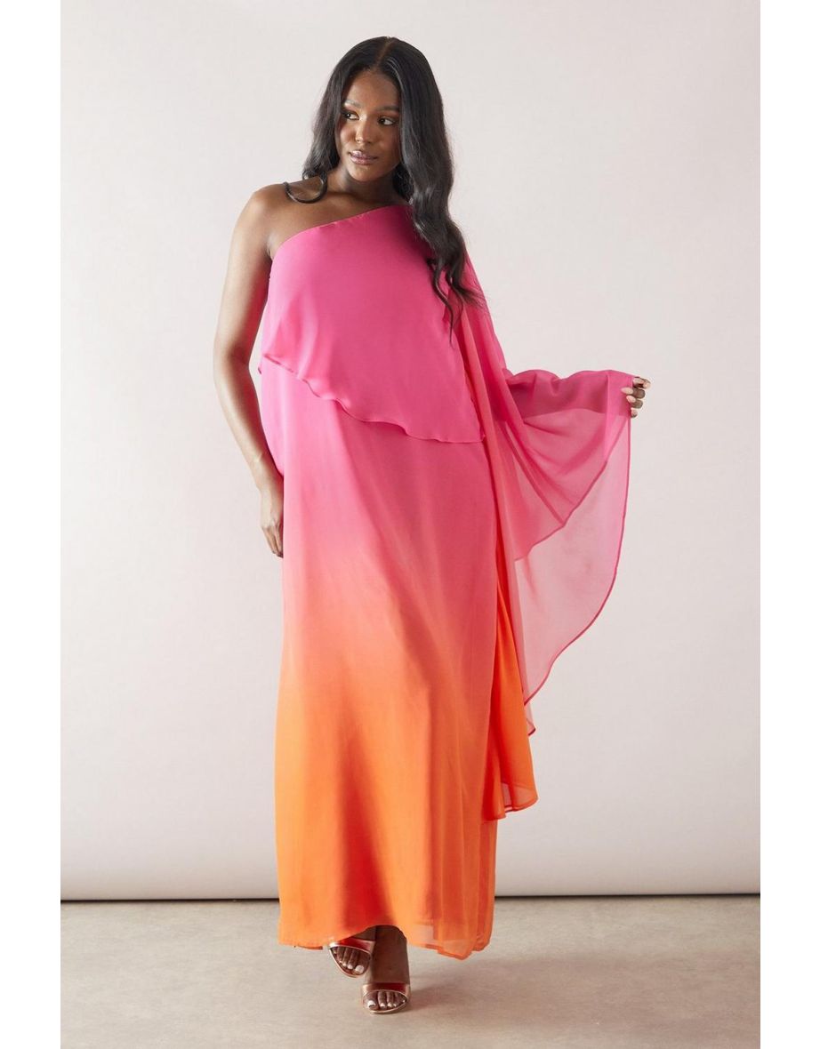 Ombre One Shoulder Maxi Dress