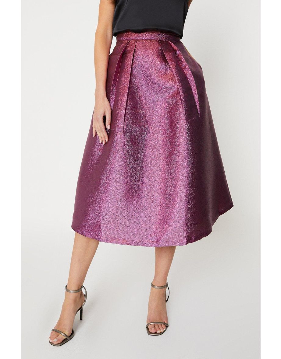 Metallic Jacquard Midi Skirt - 3