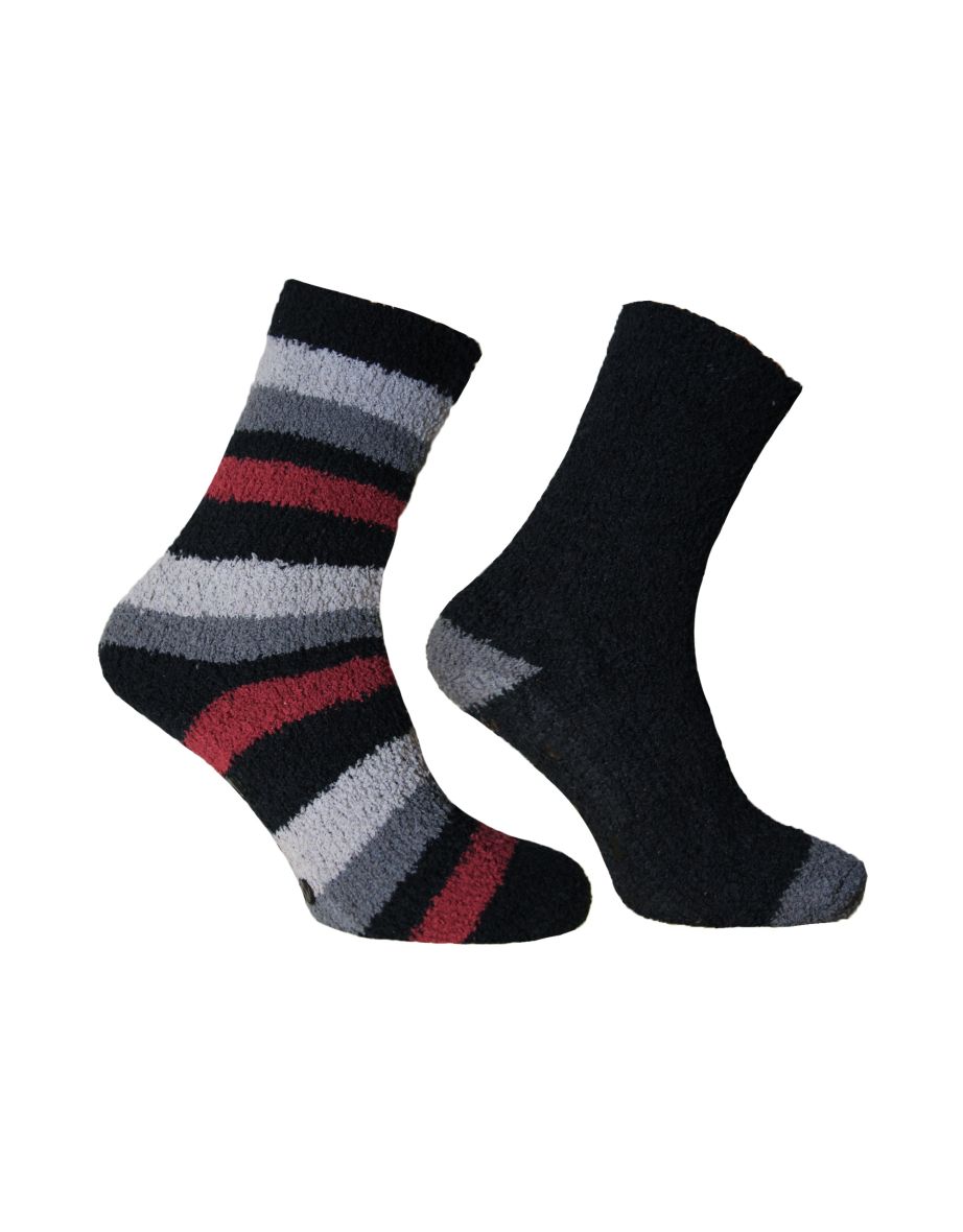 Pierre Roche Mens Premium Quality Lounge Socks (Pack Of 2) - Red/Grey