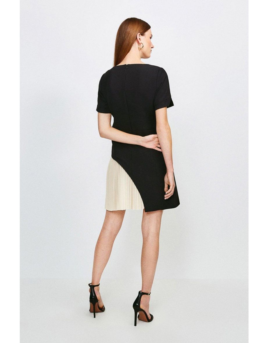 Tailored Military Pleat Short Sleeve Dress - 2