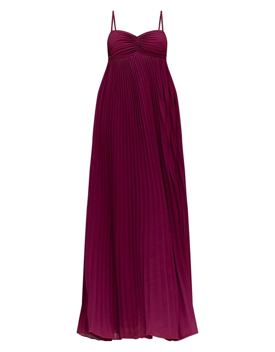 Wine Plisse Maxi Dress - 4