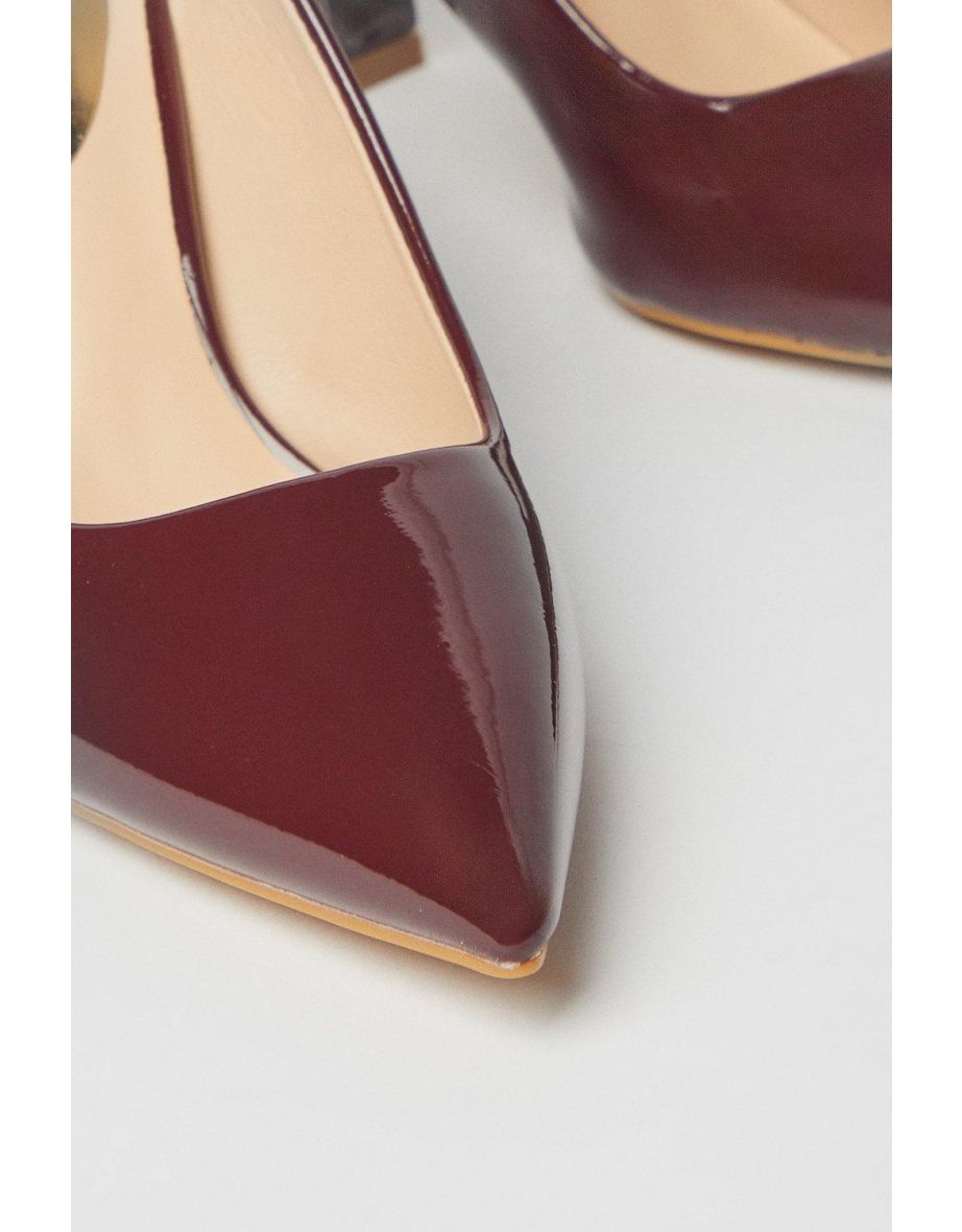 Val Patent Pointed Block heel Court Shoes - 3