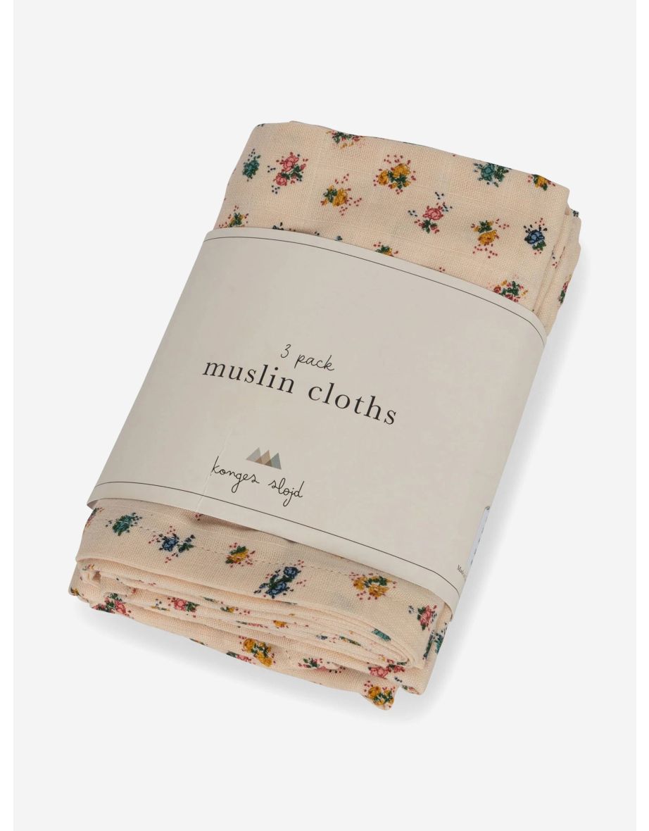 Konges Sløjd Baby Girls 3 Pack Muslin Cloth Set in Pink - 2