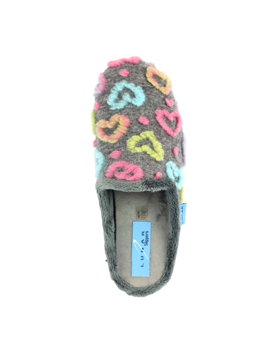 Lunar Womens/Ladies Valentine Mule Slippers - Grey - 3