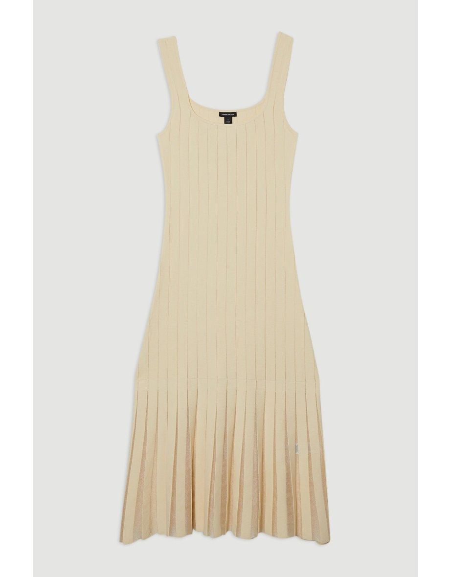 Compact Stretch Square Neck Knitted Flippy Dress - 3