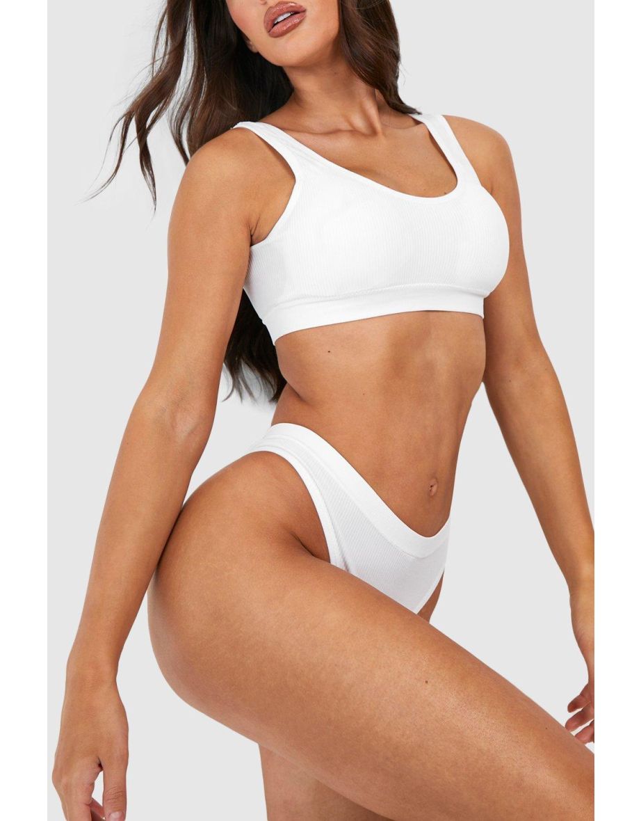 Seamless Bralet And Thong Set - white - 2