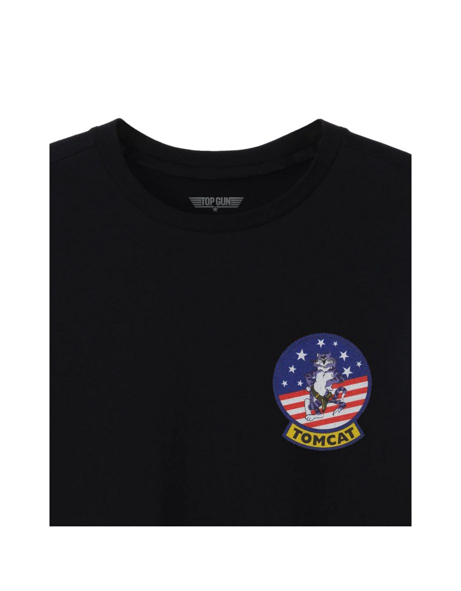 Top Gun Mens Tomcat American Flag Classic T-Shirt - Black - 2