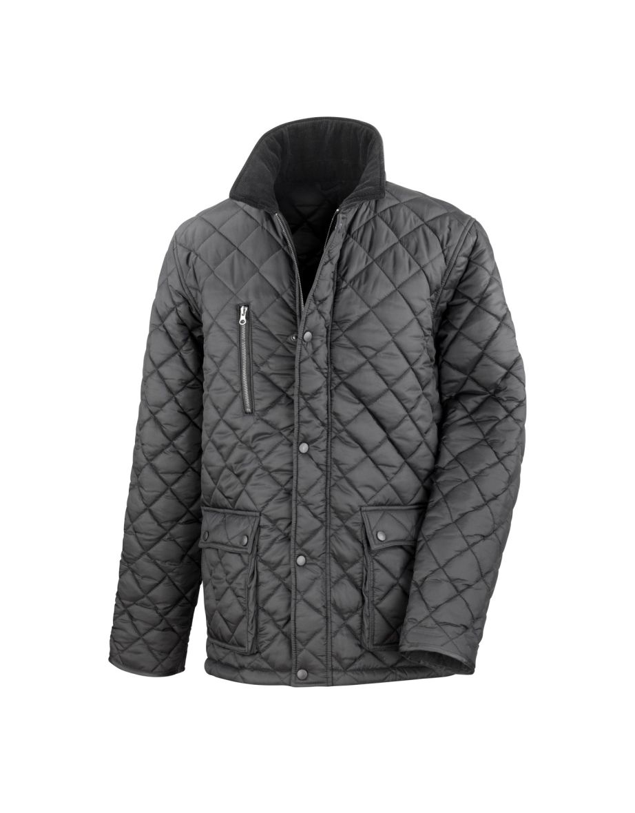 Result Mens Cheltenham Gold Fleece Lined Jacket (Water Repellent & Windproof) - Black