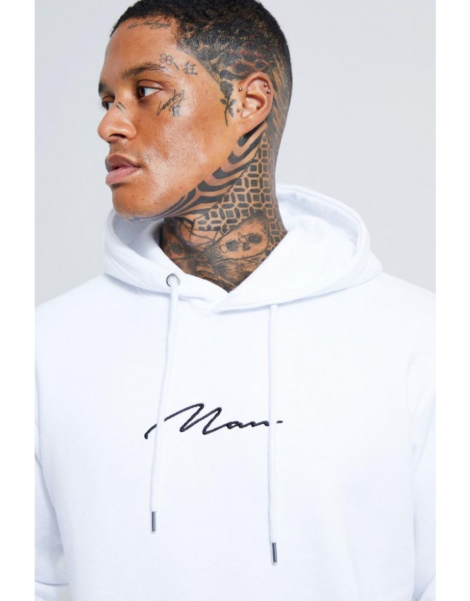 Man Signature Over The Head Hoodie - white - 3