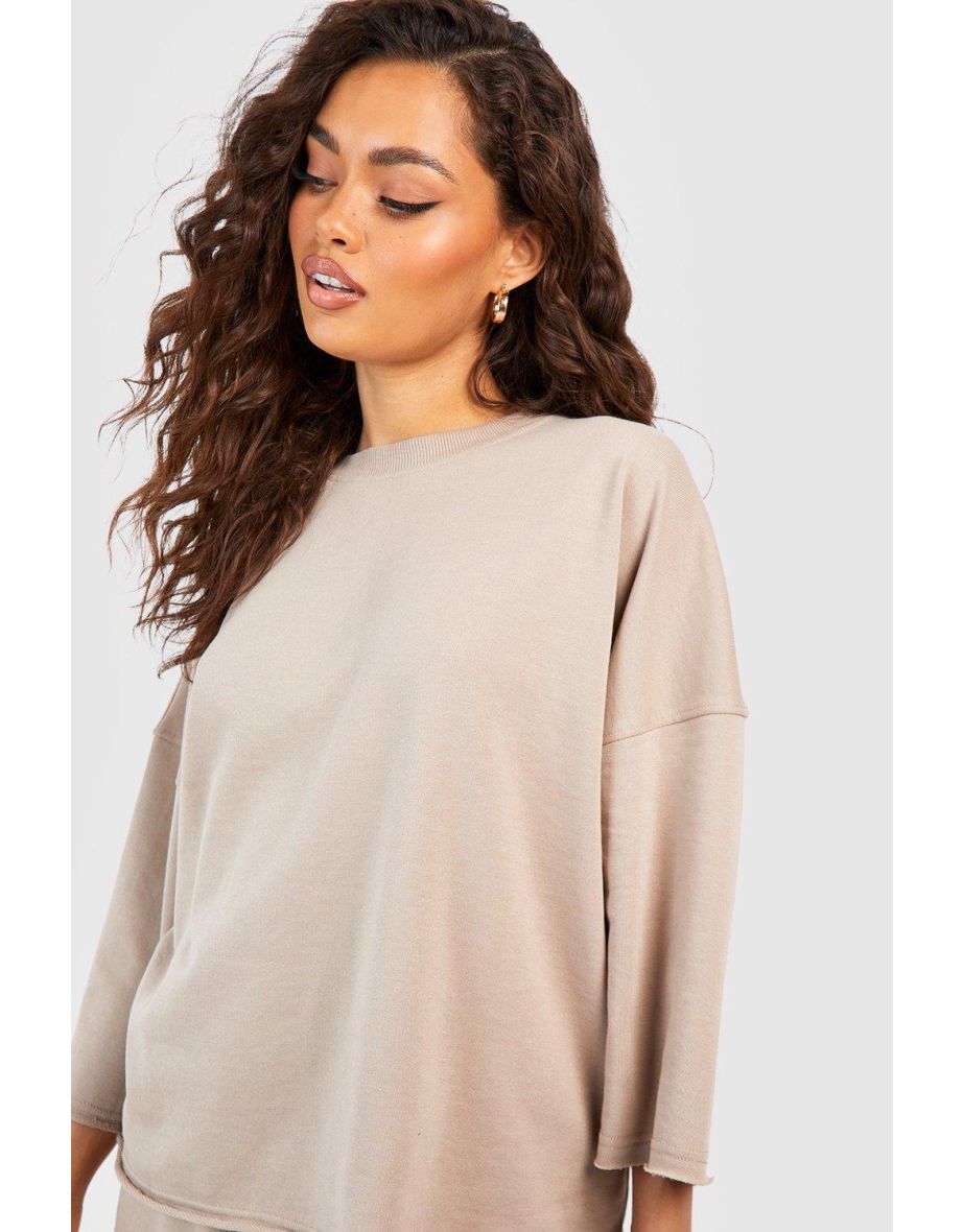 Loopback Short Sleeve T-shirt Short Tracksuit - stone - 3
