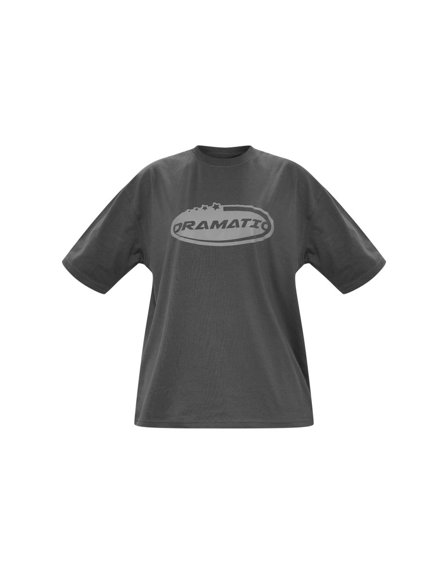 Charcoal Slogan Printed Oversized Longline T-shirt - 4