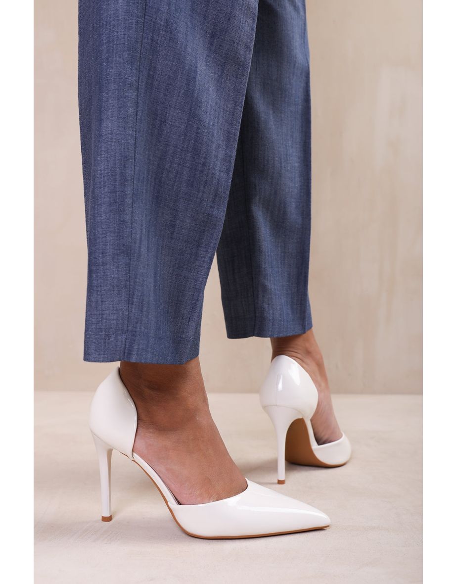 ATHENS POINTED TOE STILETTO HIGH HEELS IN WHITE PATENT