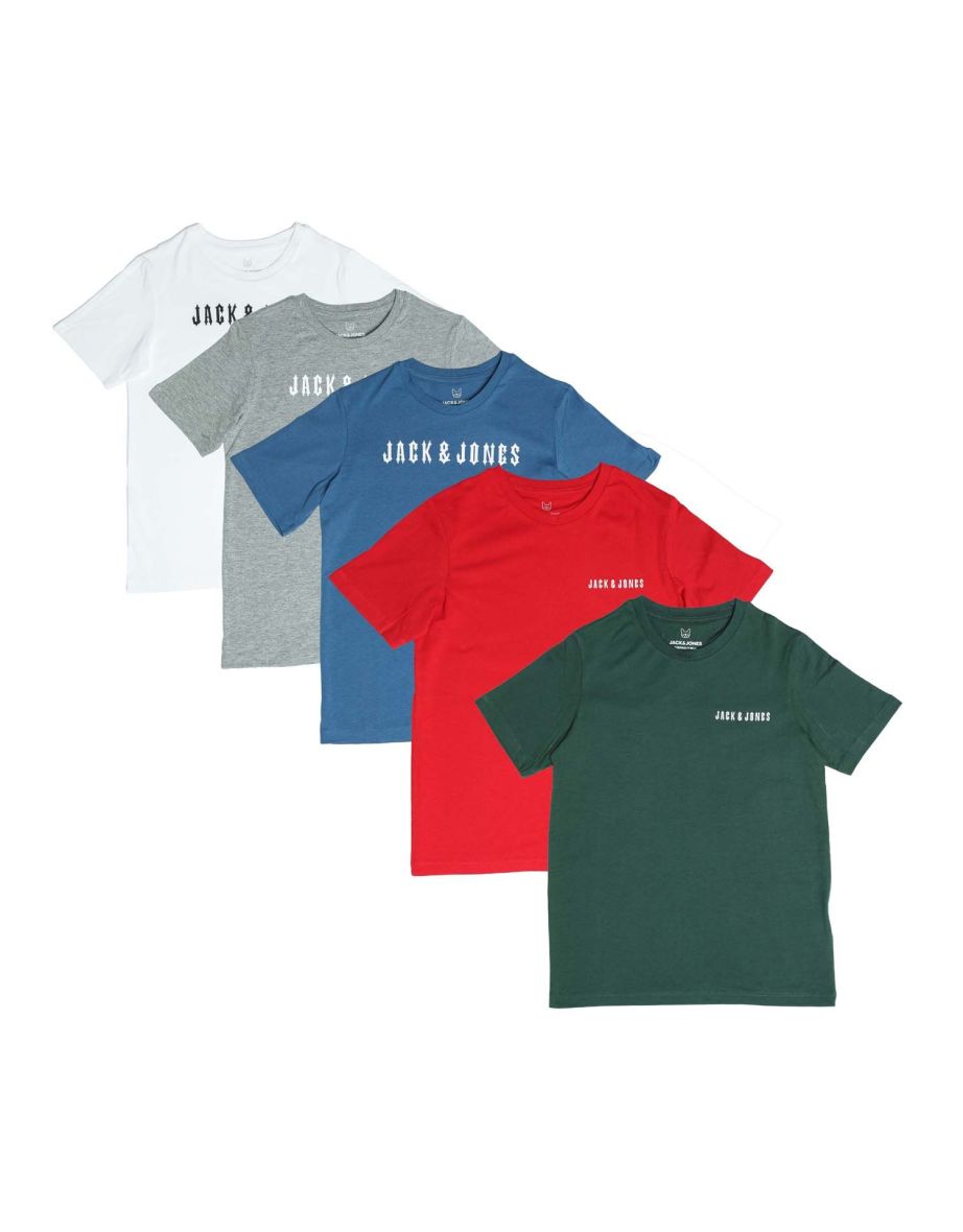 Boy's Jack Jones Kai 5 Pack T-Shirts in Green