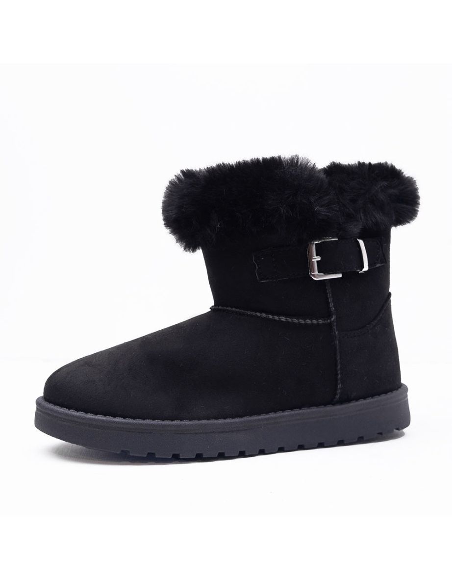SUSIE FAUX FUR LINED ANKLE BOOTS IN BLACK SUEDE - 4
