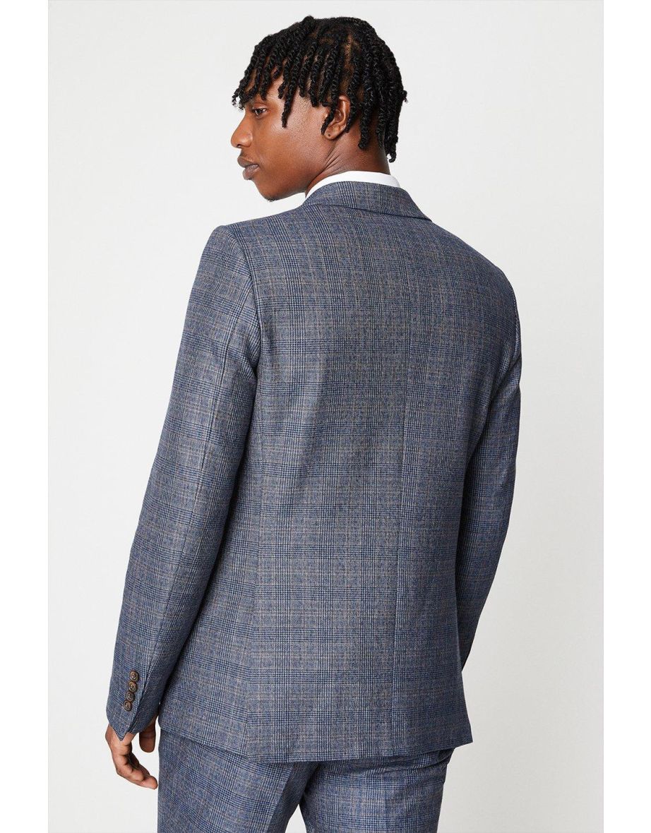 Blue Highlight Check Suit Jacket - 2