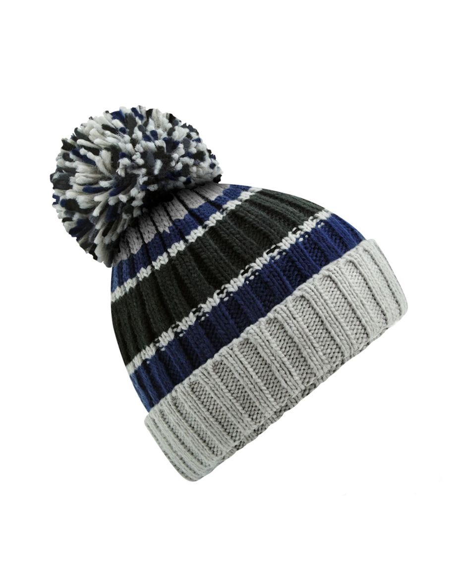 Beechfield Hygge Striped Beanie - Steel Blue