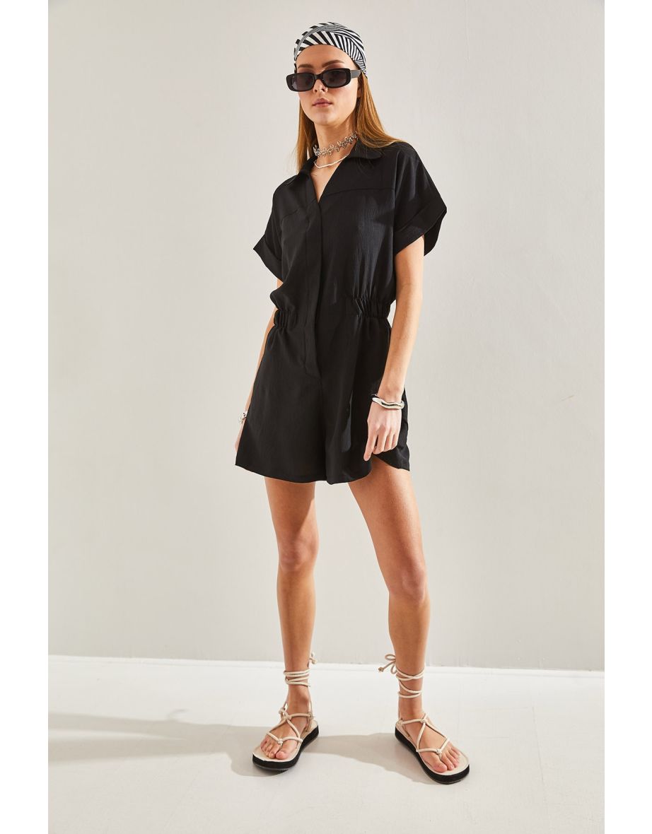 Women's Basic Elastic Waist Jumpsuit - 7