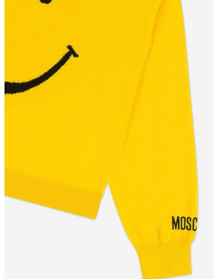 Kids Wool Smiley Face Jumper in Yellow - 4