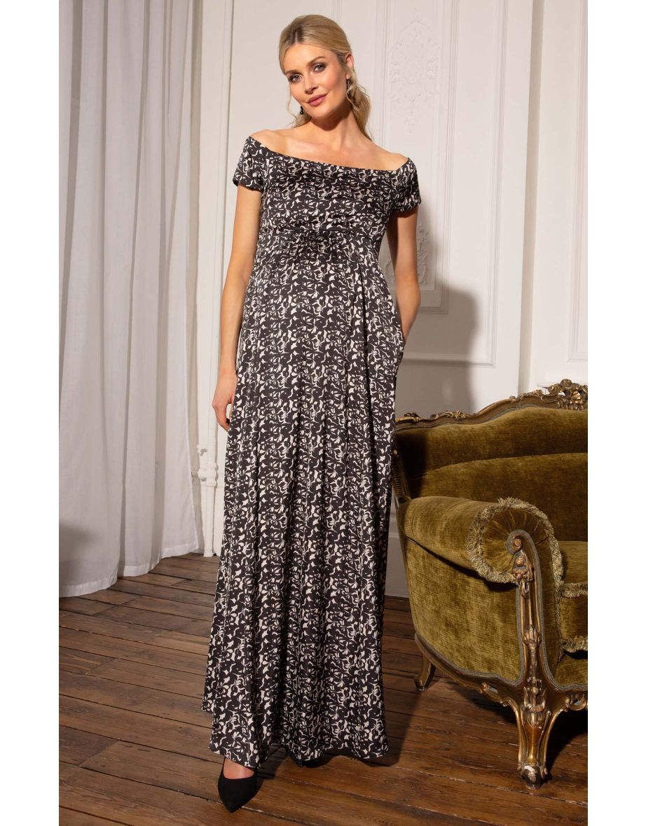 Carmen Maternity Gown (Monochrome Flourish)