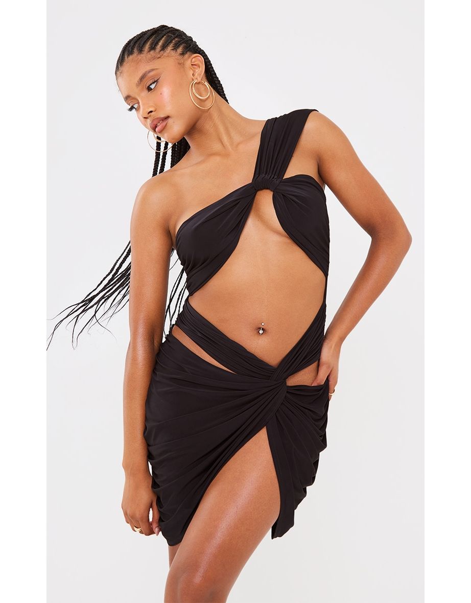 Black slinky sale one shoulder dress