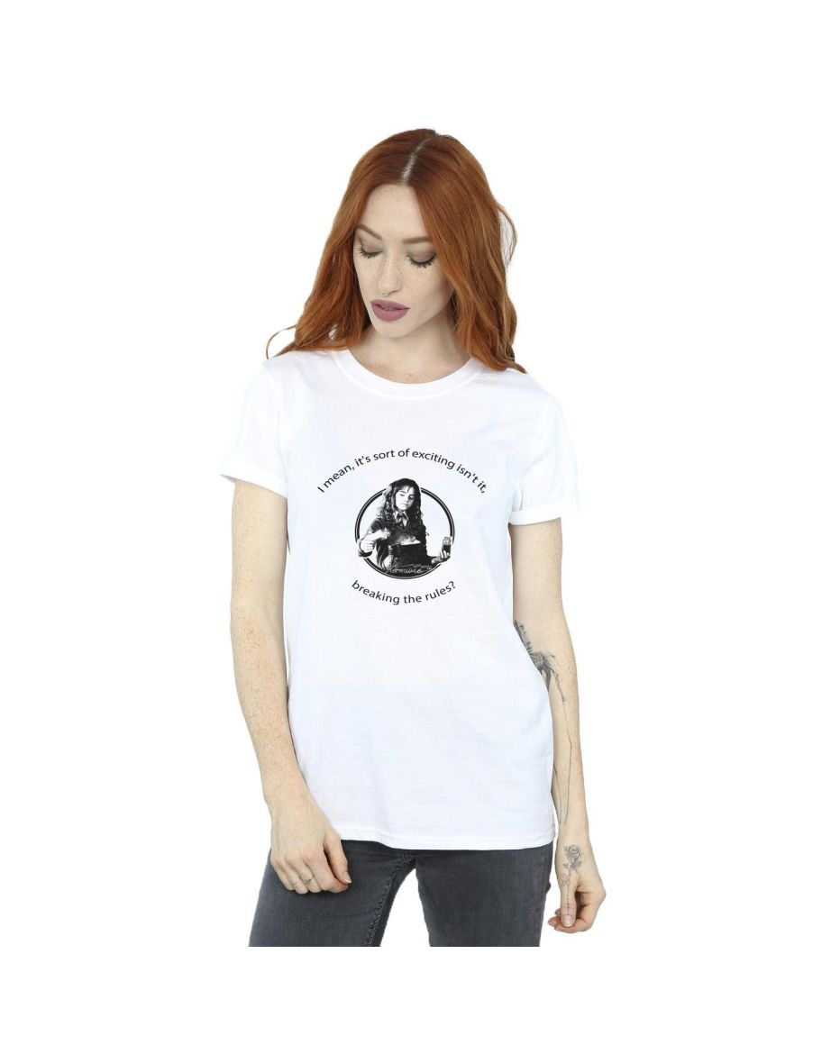 Harry Potter Womens/Ladies Hermione Breaking The Rules Cotton Boyfriend T-Shirt - White