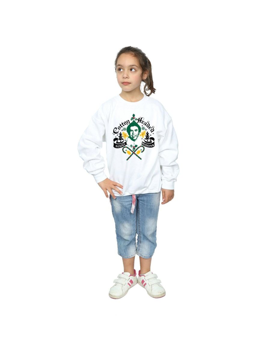 Elf Girls Headed Ninny Muggins Sweatshirt - White - 3