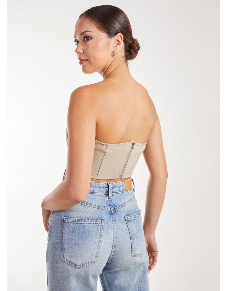 Cargo Side Lace Up Corset Bandeau Top - 3