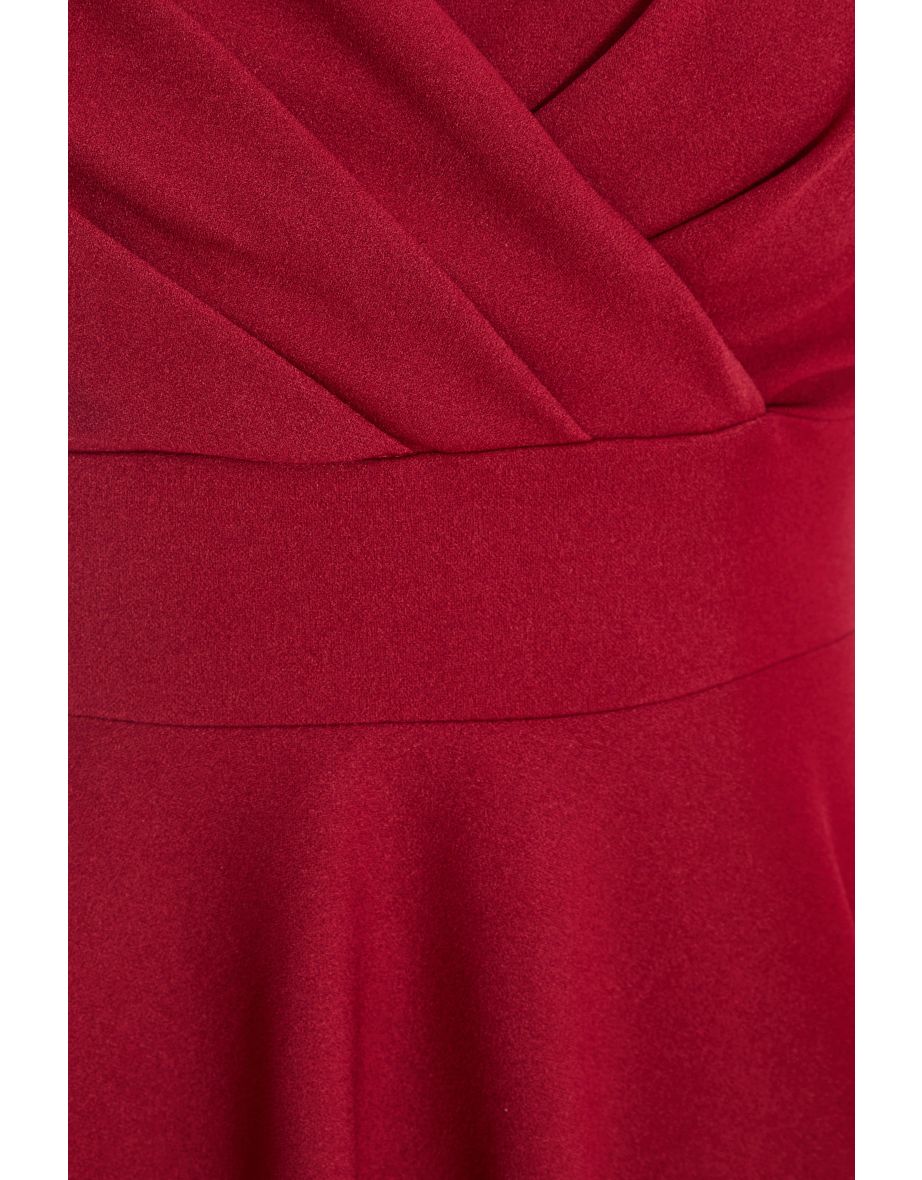 Dark Red Skater Midi Dress - 5