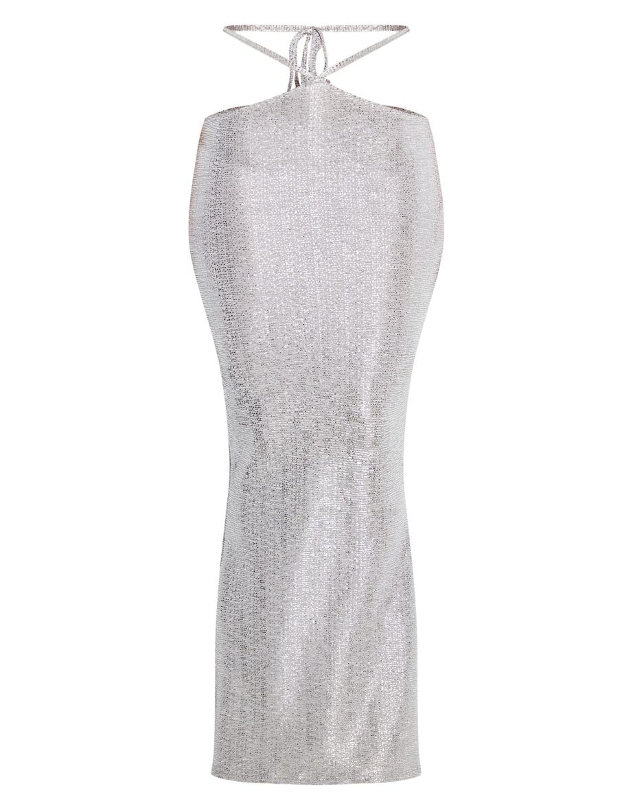 Shape Silver Glitter Textured Tie Waist Maxi Skirt - 4