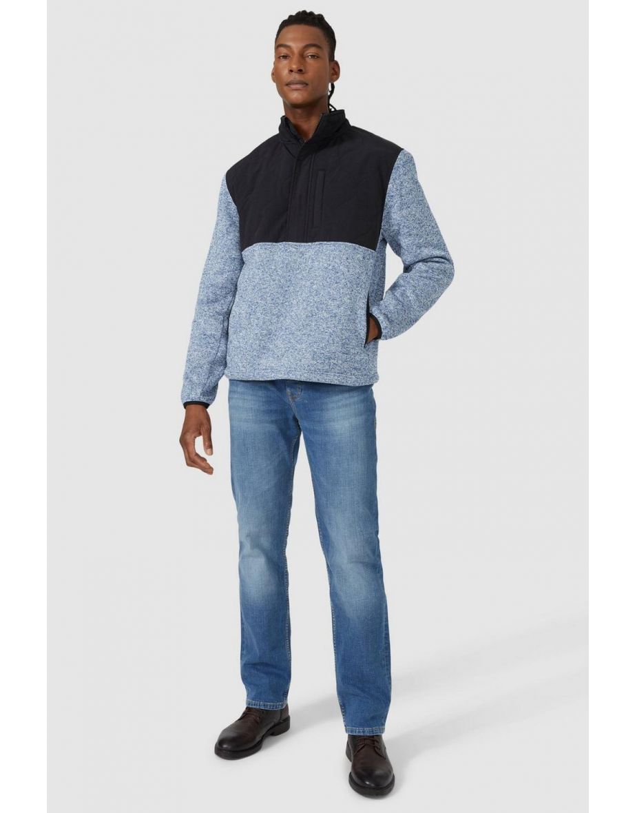 Mantaray Honeycomb Zip Neck Fleece - navy