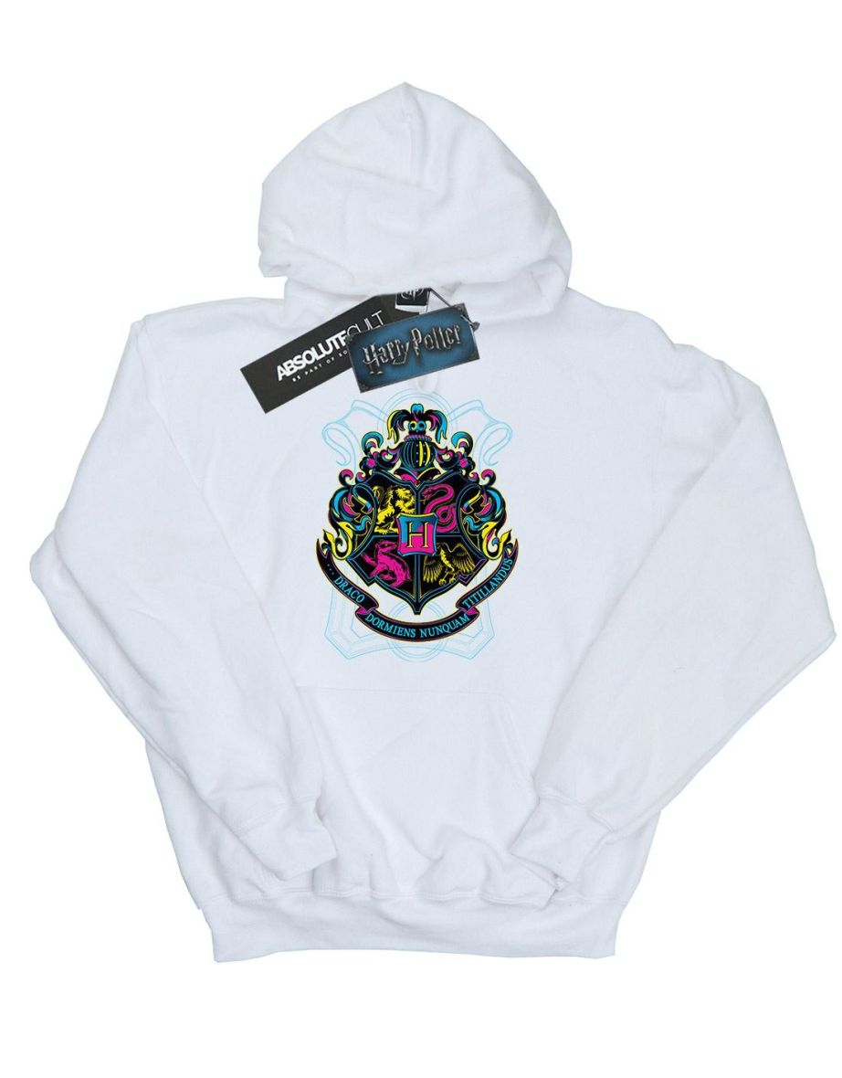 Harry Potter Boys Neon Hogwarts Crest Hoodie - White - 3