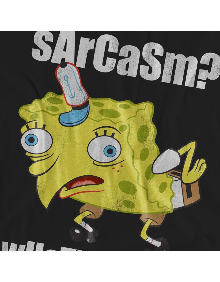 SpongeBob SquarePants Unisex Adult Sarcasm Meme T-Shirt - Black - 3
