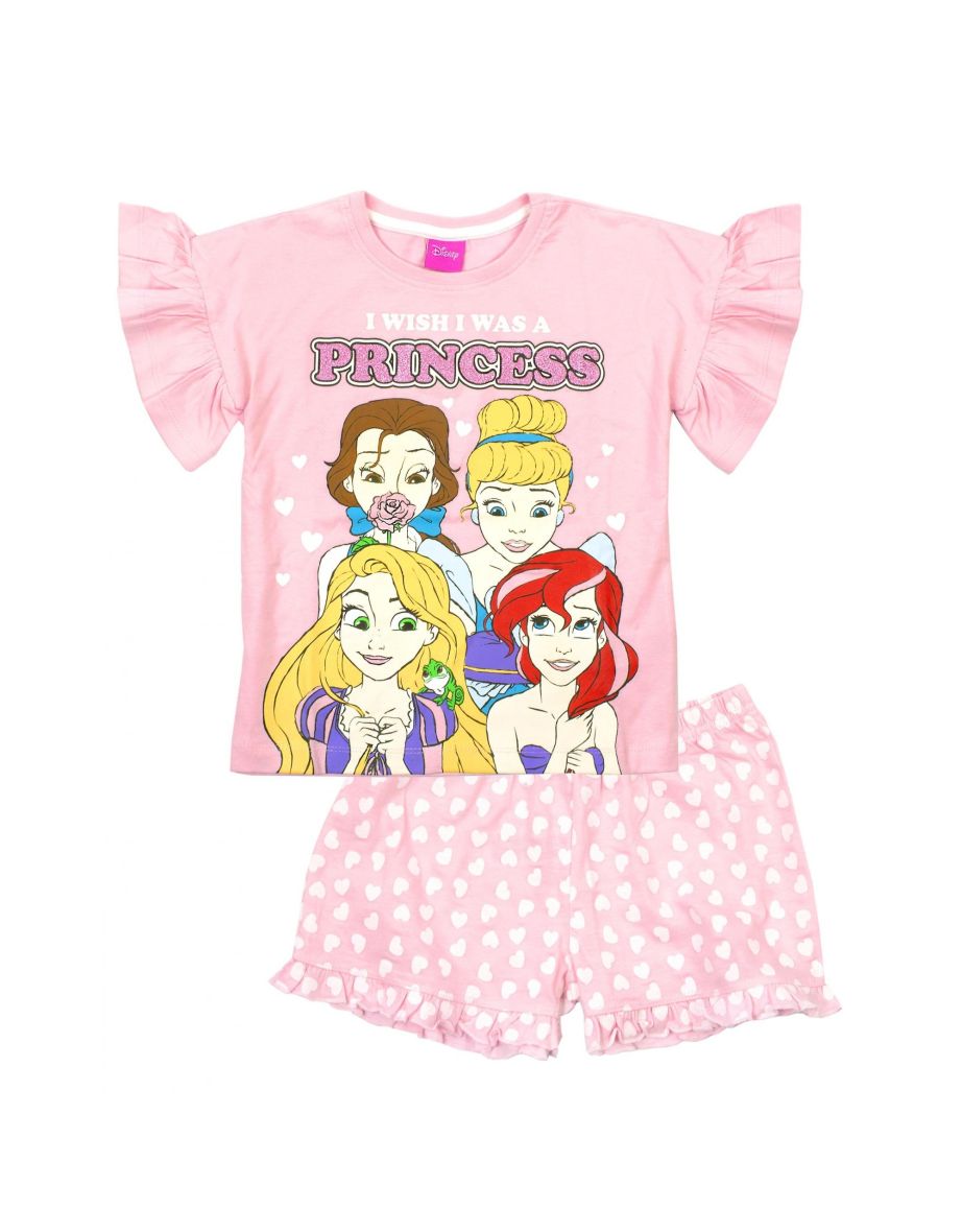 Disney Princess Girls Cotton Short Pyjama Set - Pink
