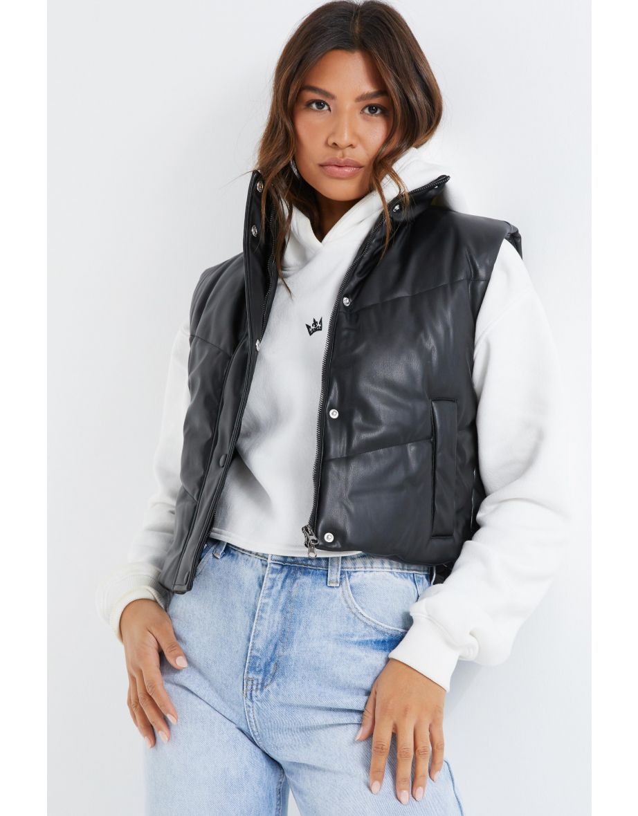 Short faux leather jacket sale