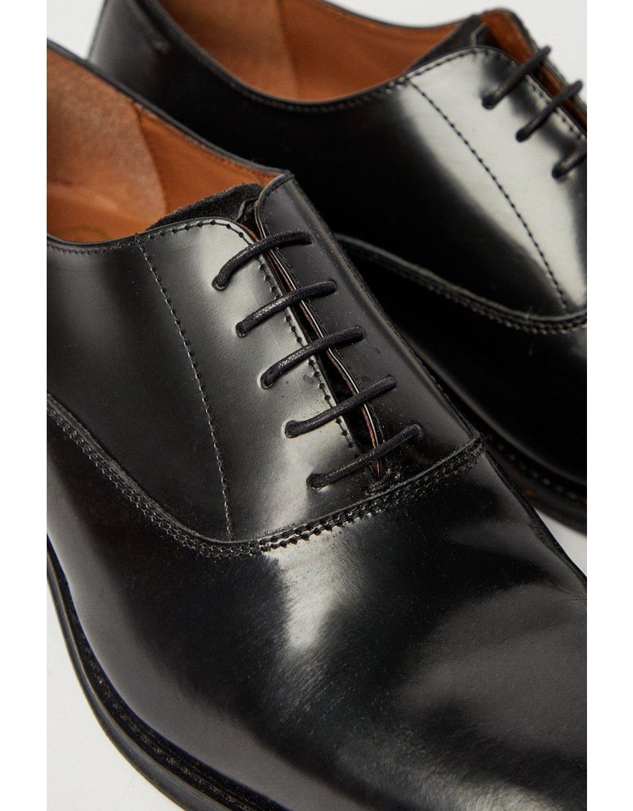Black Formal Leather Plain Oxford Shoes - 2