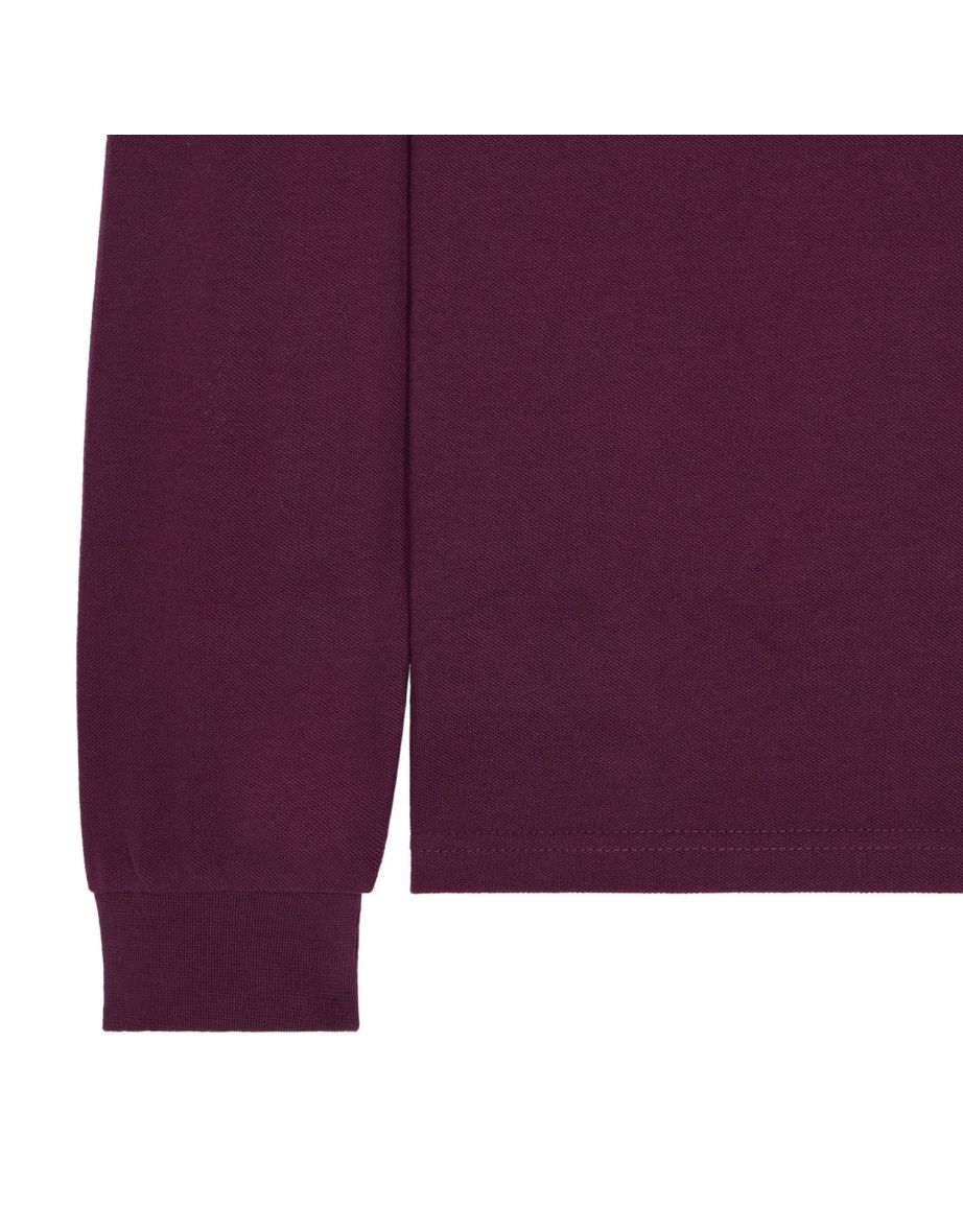 Men's Weekend Offender Walker Check Collar Long Sleeve Polo Shirt in Red - 5