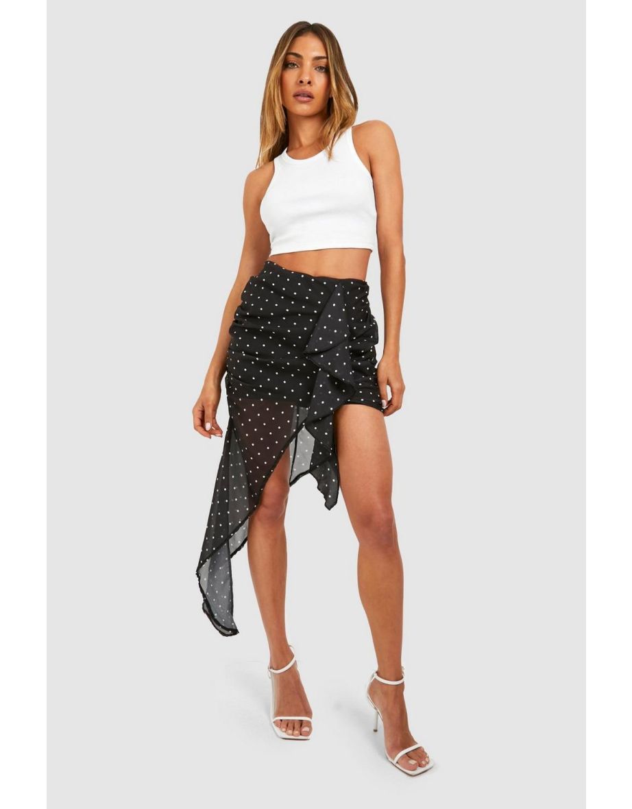 Black and white shop chiffon ruffle skirt