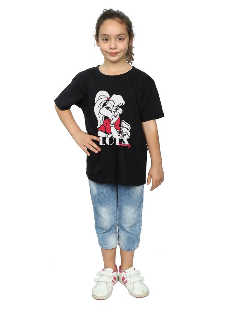 Looney Tunes Girls Lola Bunny Cotton T-Shirt - Black - 2