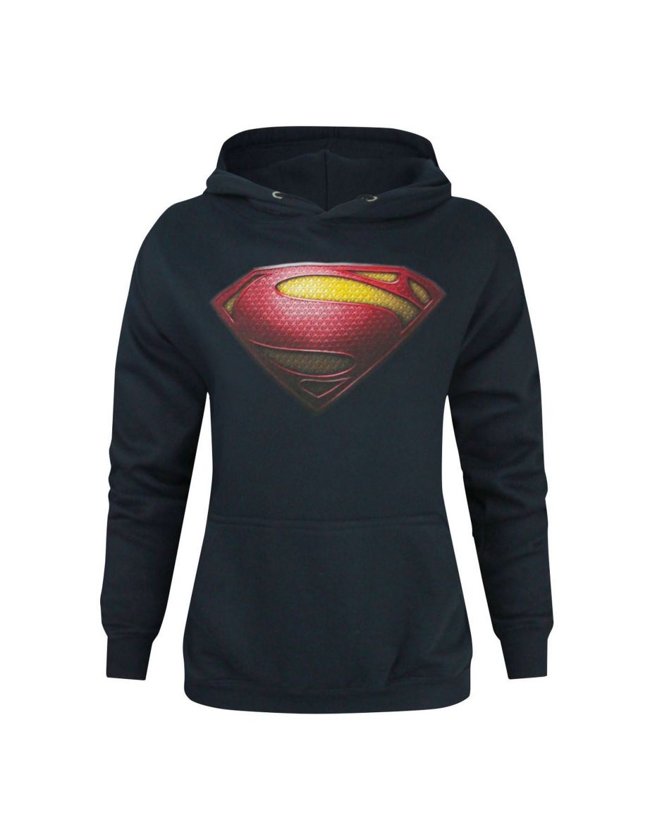 Superman Womens/Ladies Man Of Steel Logo Hoodie - Blue