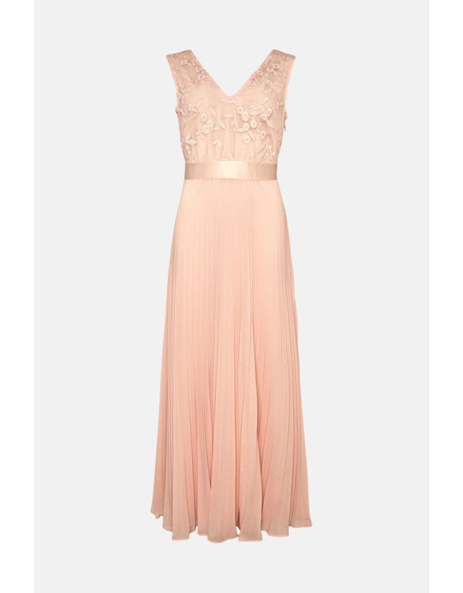 V Neck Embroidered Maxi Dress - 3