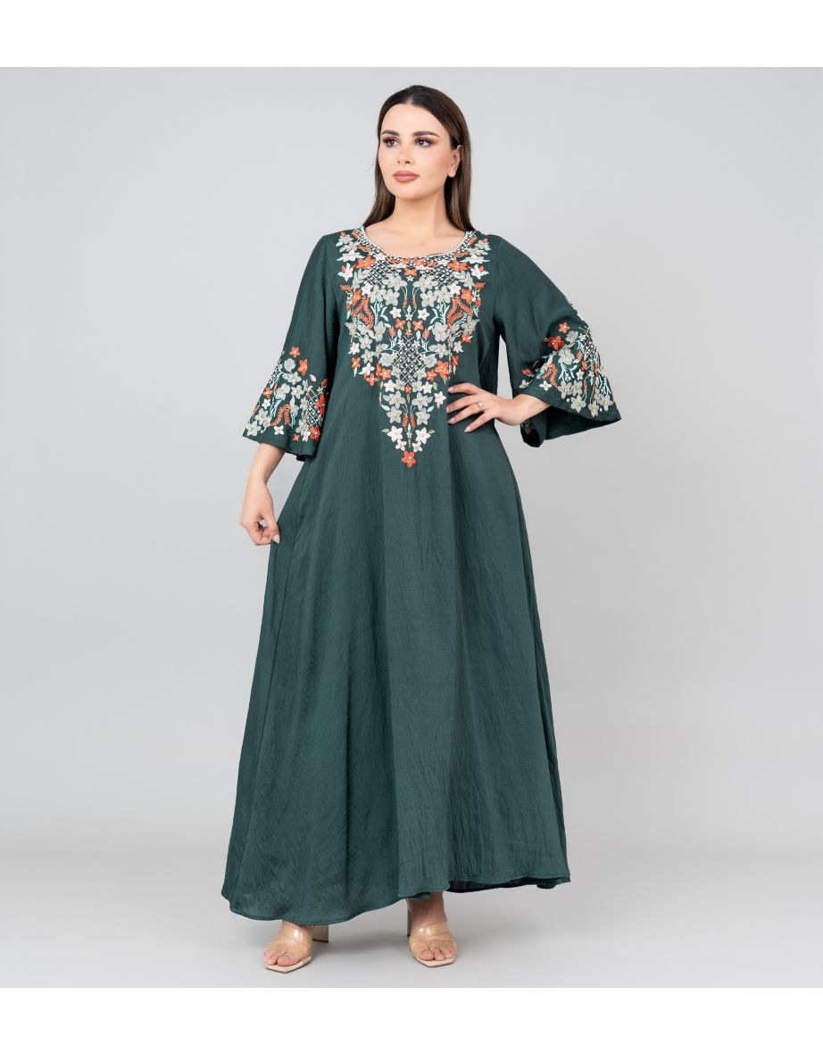 Floral Majesty Embroidered Jalabiya
